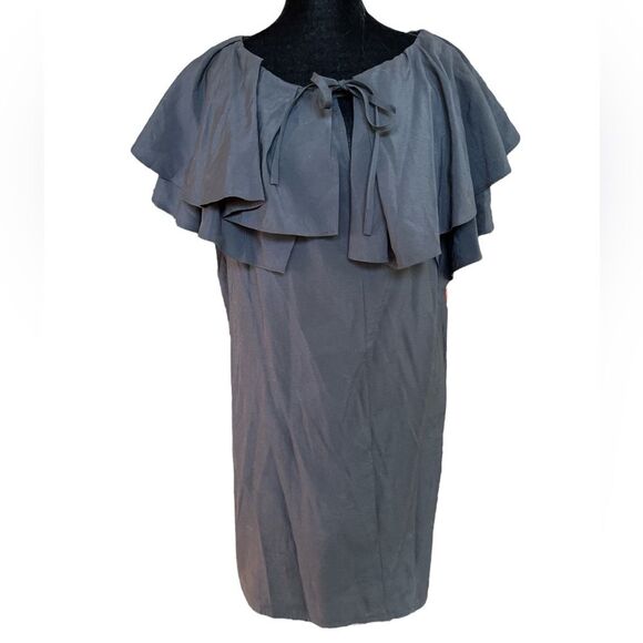 COS Black Ruffled Tunic Dress Size 10 Classic Dramatic Mini - Picture 5 of 12